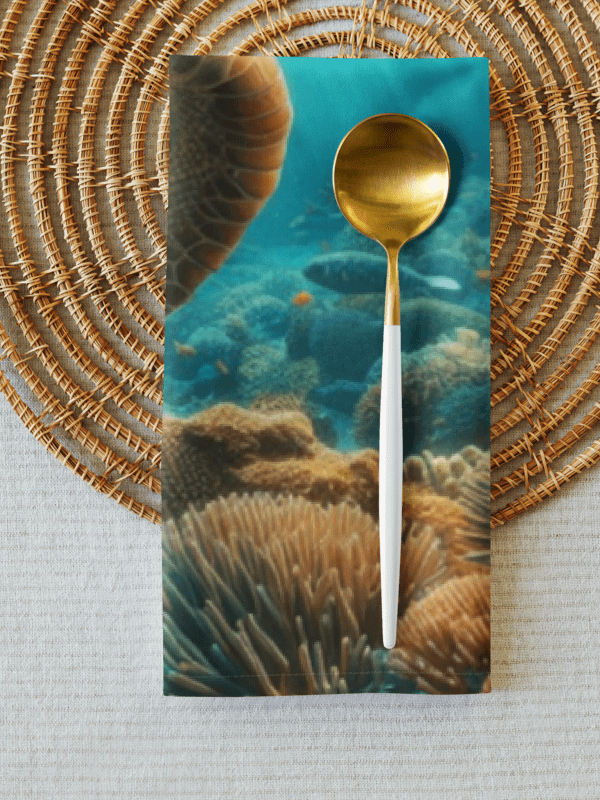Underwater Symphony Cloth Napkin Set | AI Design beautiful underwater life product image (4)