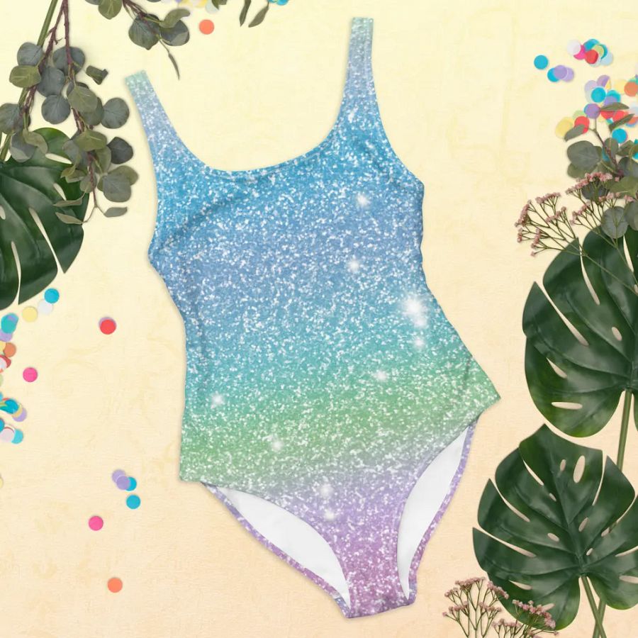 Glitter Unicorn Texture Design One Piece Swimsuit (7) product image (9)