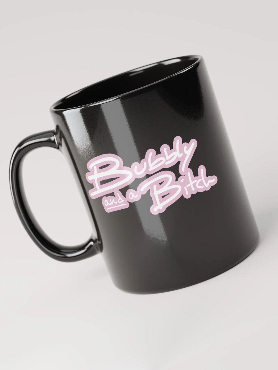 Bubbly and a B*tch (lined design, #E1B9CE) glossy black mug product image (8)