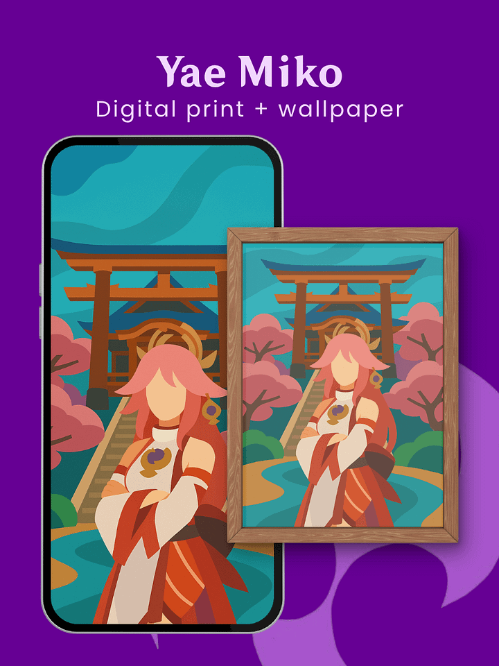 Yae Miko Art Print | Genshin Impact Wall Art | Lady Guuji Shrine Aesthetic Poster product image (1)