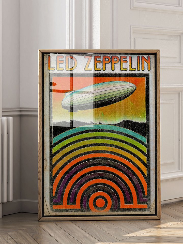 1970s Led Zeppelin Tribute Poster – Psychedelic Rock Art Print (Vintage Music, Iconic Concert Décor) product image (3)