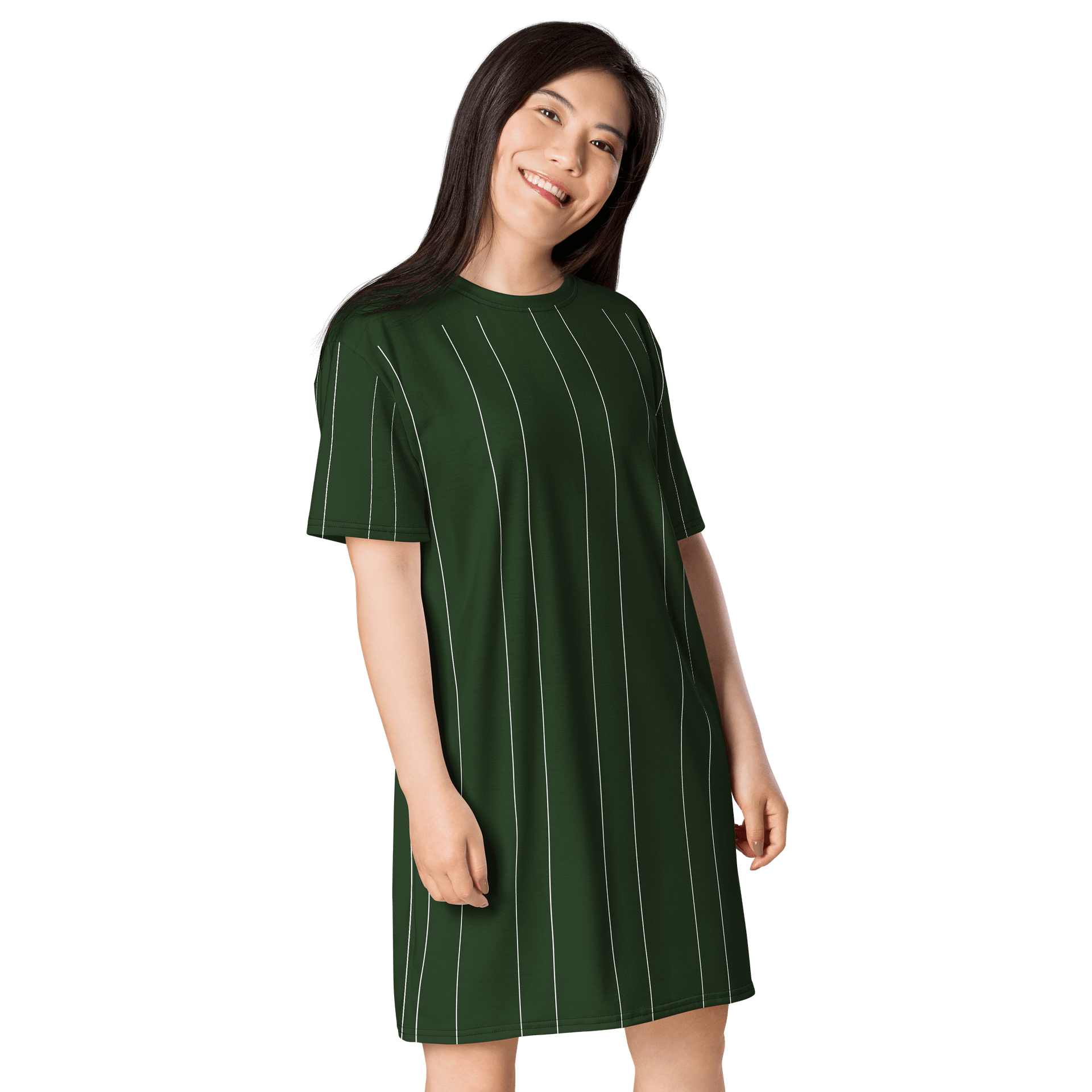 TDS Women's Oversized Green Striped T-Shirt Dress product image (4)
