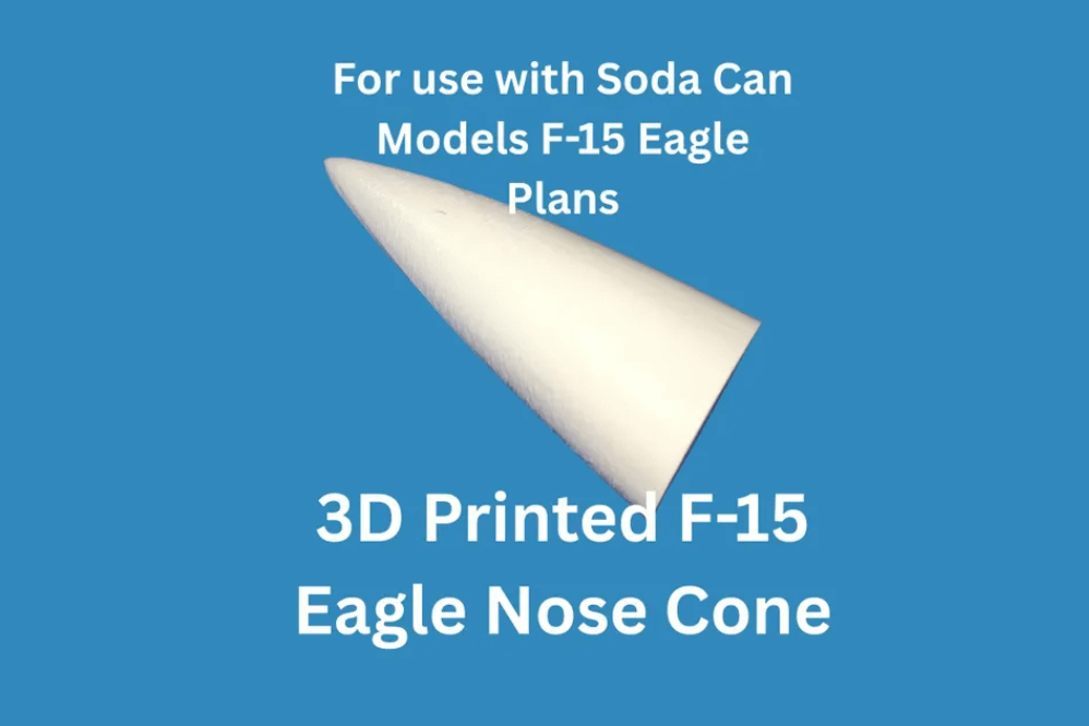 3D Printed F-15 Eagle Nose Cone for Soda Can Airplane | Fits F-15 Eagle Soda Can Models Plans | DIY Model Kit Part product image (1)
