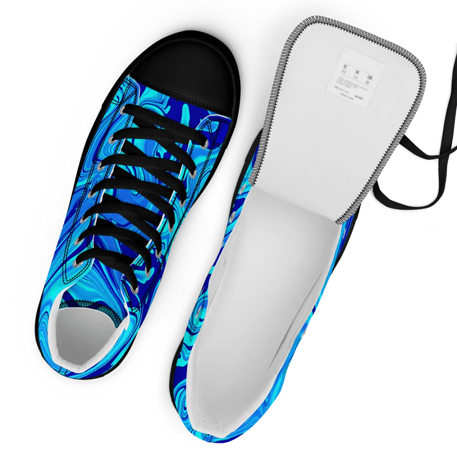 Women's High Top Canvas Shoes - Light and Dark Blue Digital Fluid Art product image (8)