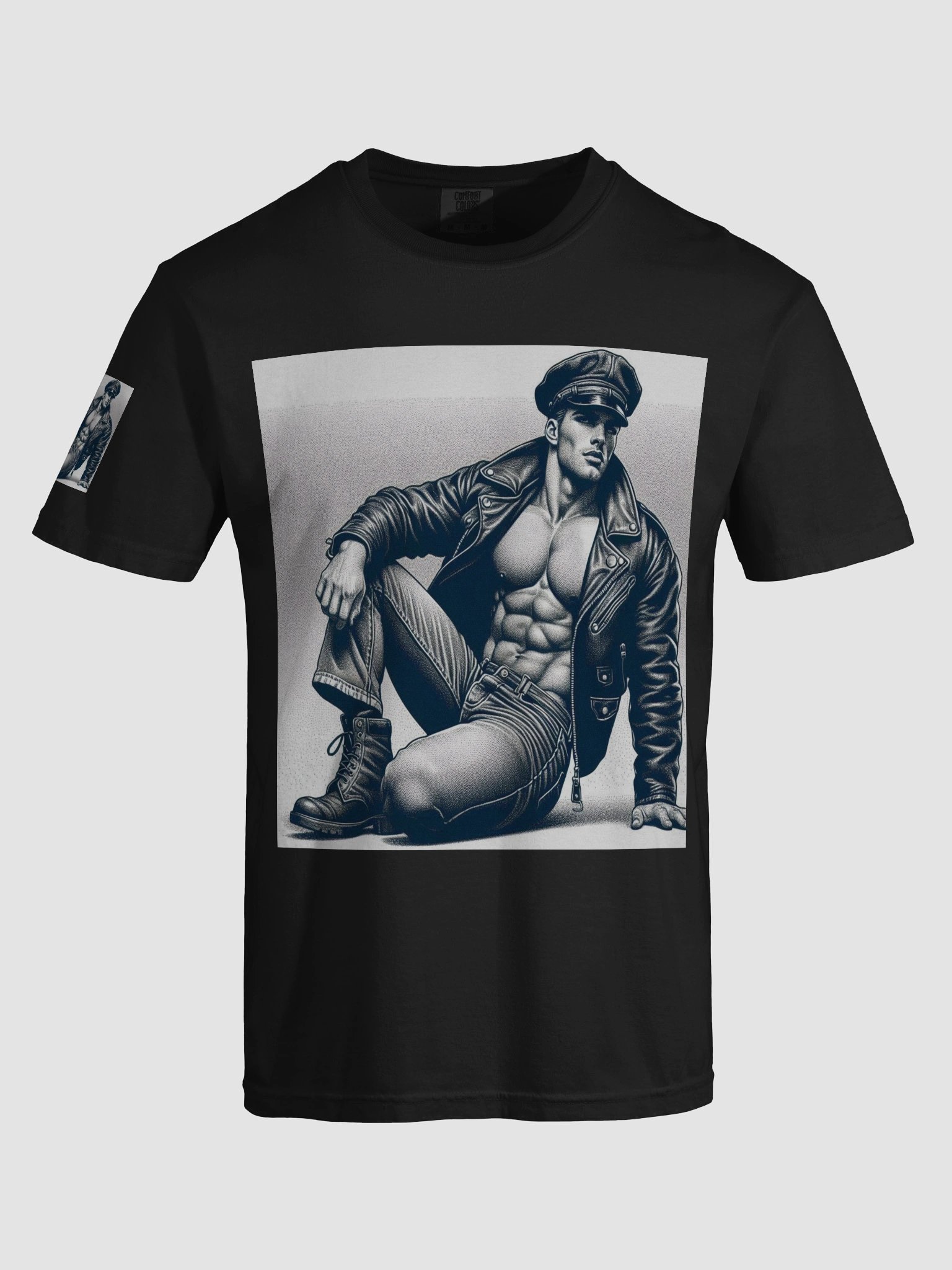 Pointillism 1940 Cool Trouble Tom of Finland Tribute Leather Bikers Pride Graphic Design T Shirt product image (7)