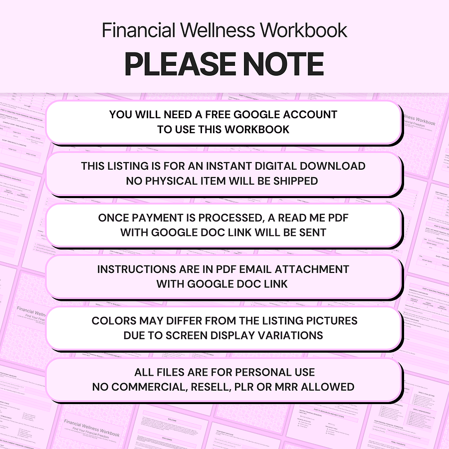 Financial Wellness Workbook - Google Docs product image (9)