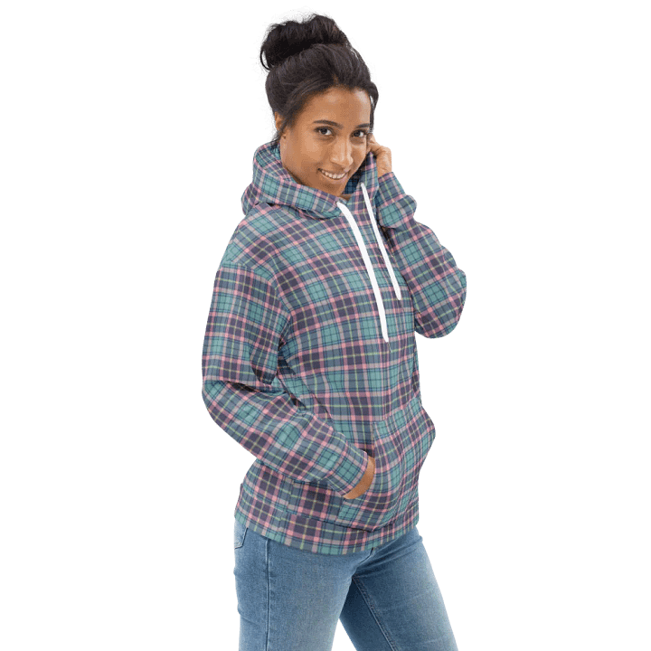 Light Green, Purple, and Pink Plaid Hoodie product image (1)