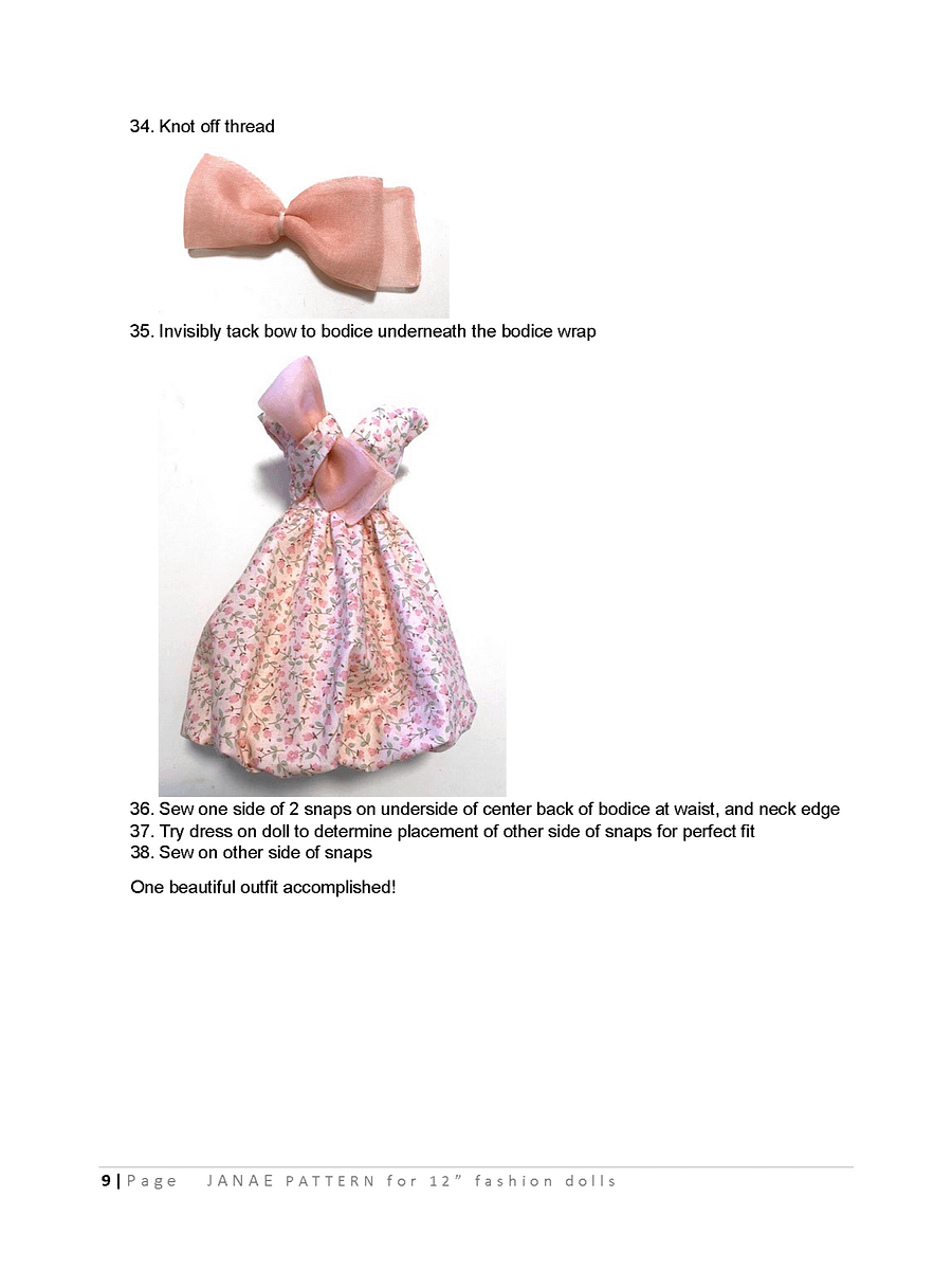 Janae sewing pattern for 12" fashion dolls product image (4)