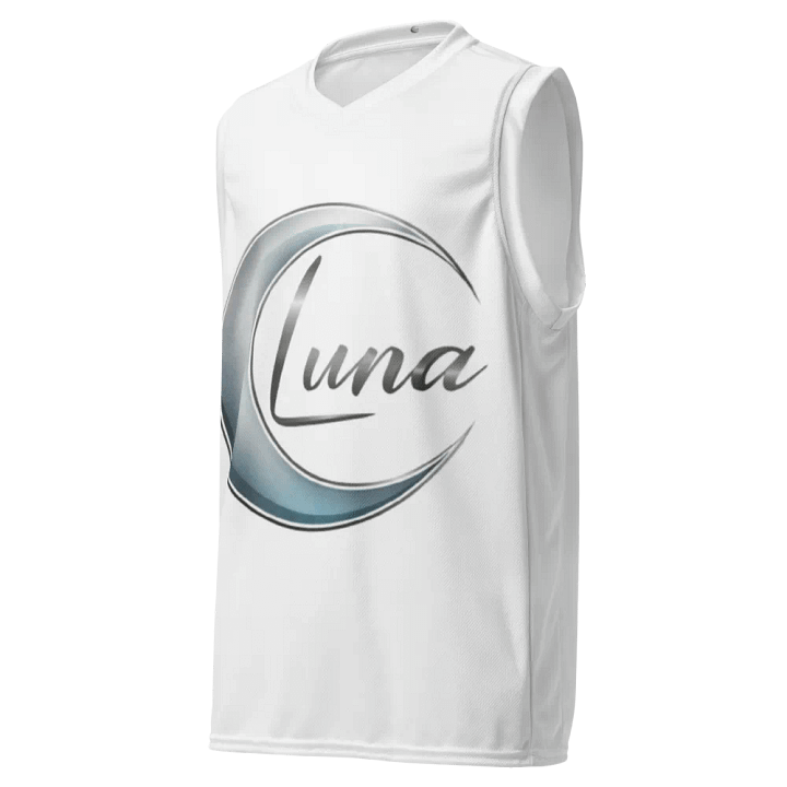 Luna Script Unisex White Basketball Jersey product image (1)