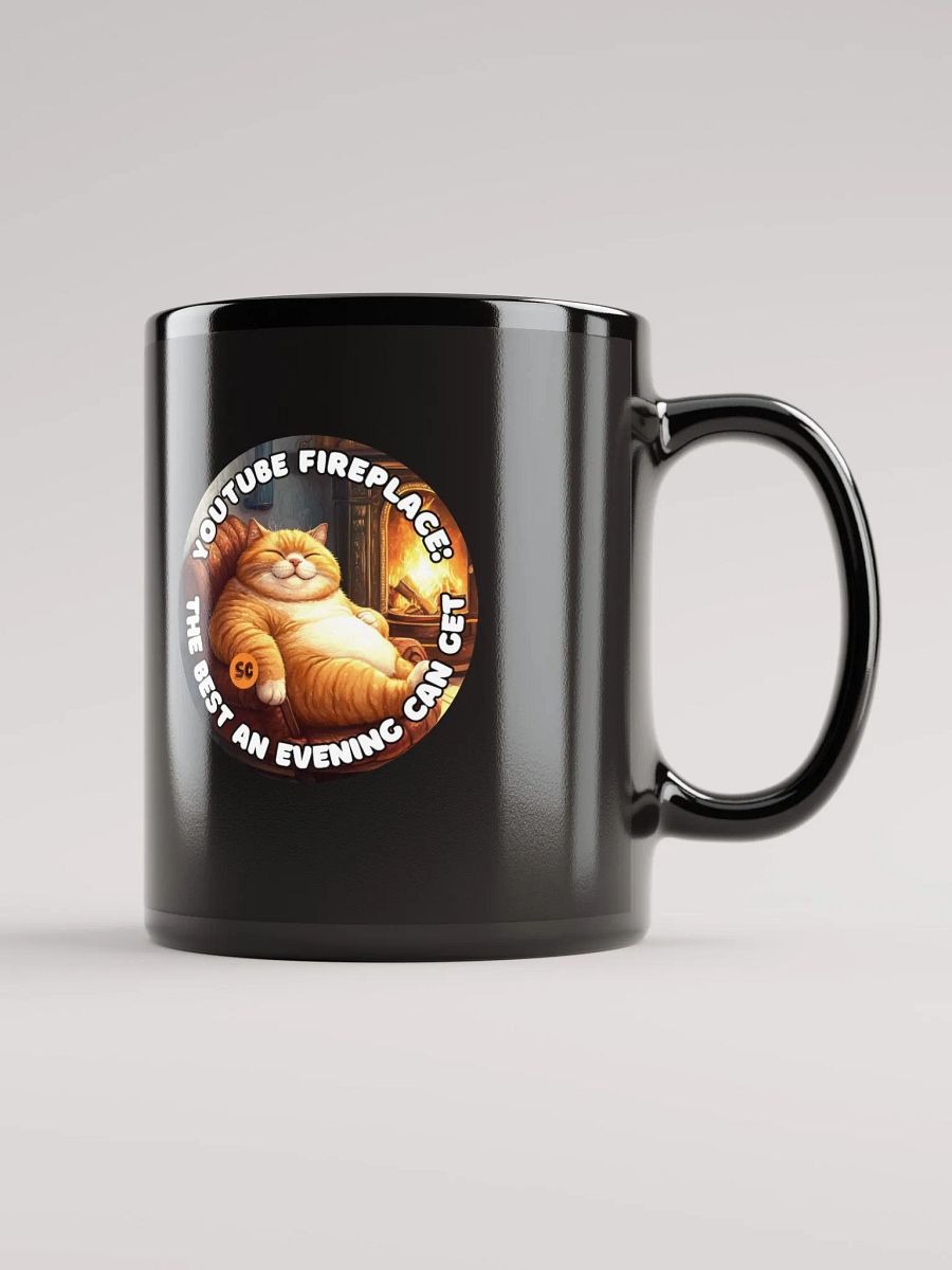 Cozy Cat - YouTube Fireplace: The Best an Evening Can Get | Black Glossy Mug product image (2)