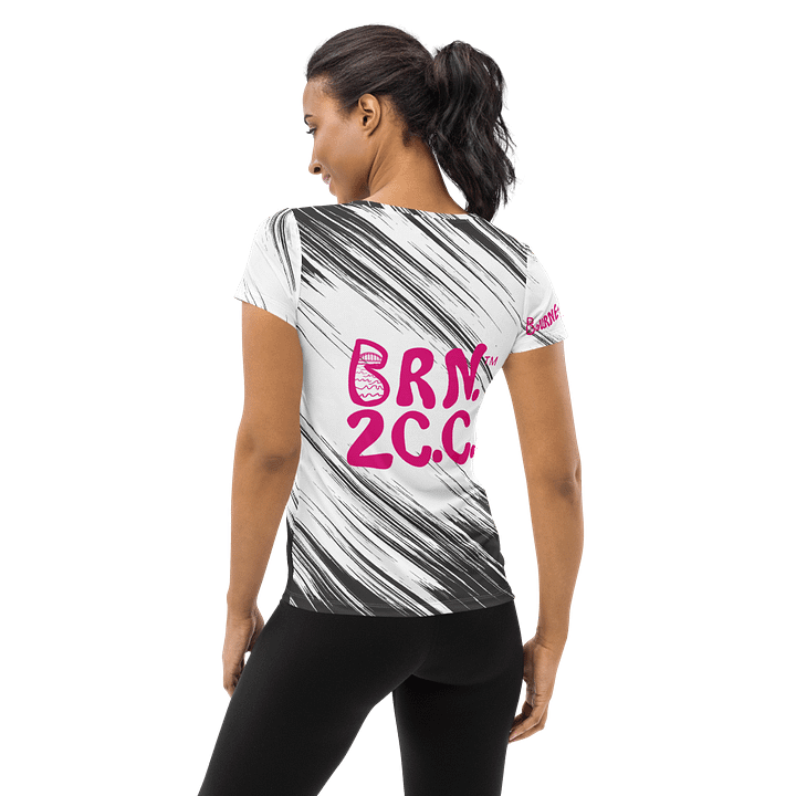 Women's | BOURNE to Cape Cod™ | Sporty Prep Tee ⚓️ | Athletic Style | Pink Logo on Edgy Black & White product image (2)