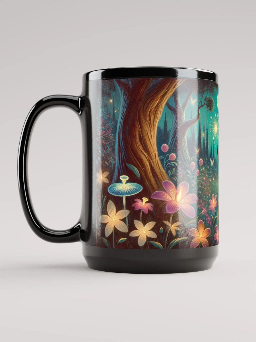 Enchanted Blue Forest Fairy Coffee Cup - 15 oz Black Glossy Mug product image (6)