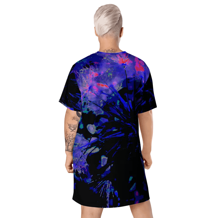 Abstract Funky Neon Dandelion Seeds Ladies T Shirt Dress product image (9)