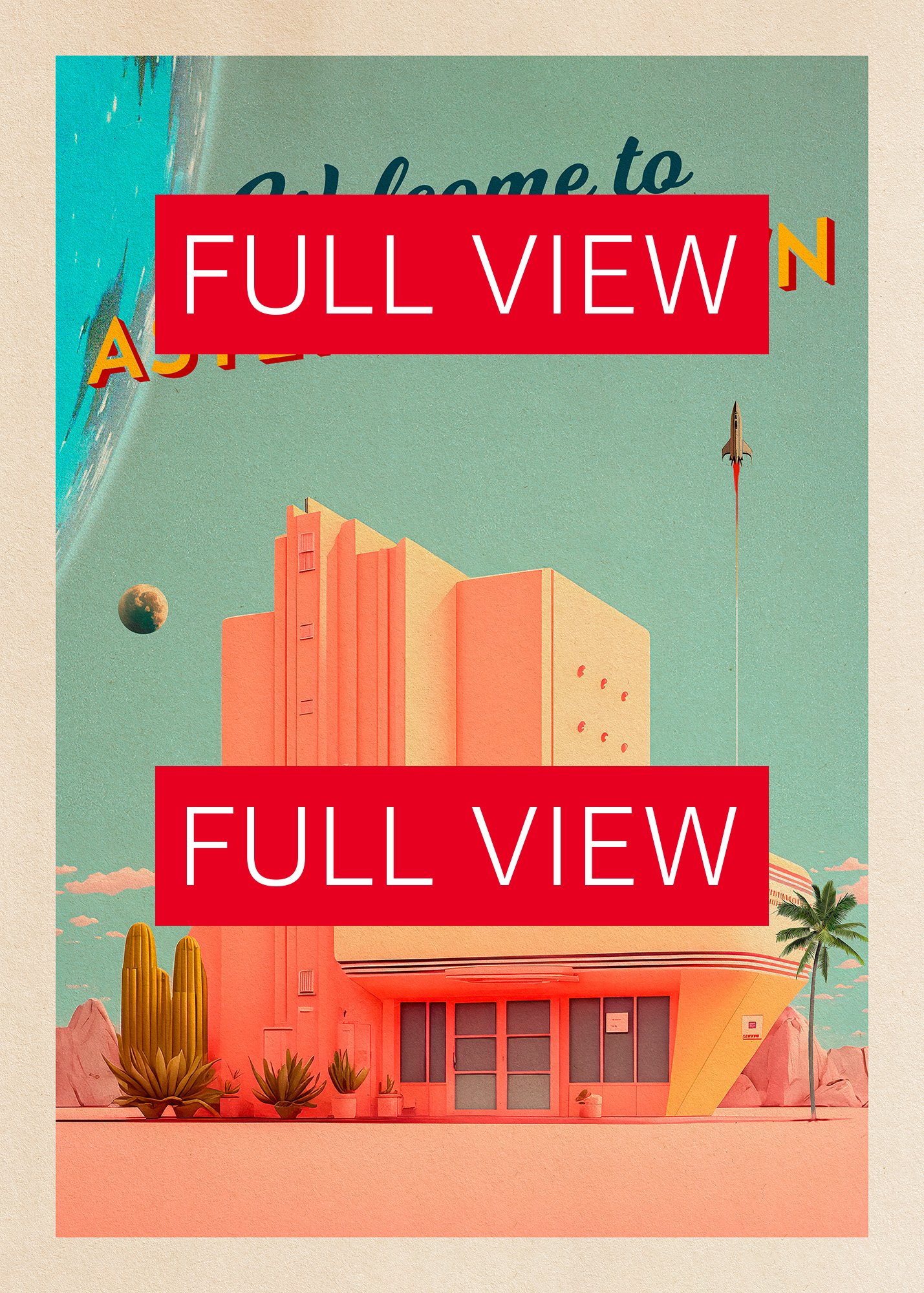 Welcome to Asteroid Town! — Vintage space poster, retro space art, propaganda poster, retrofuturism art, retro sci-fi print product image (3)