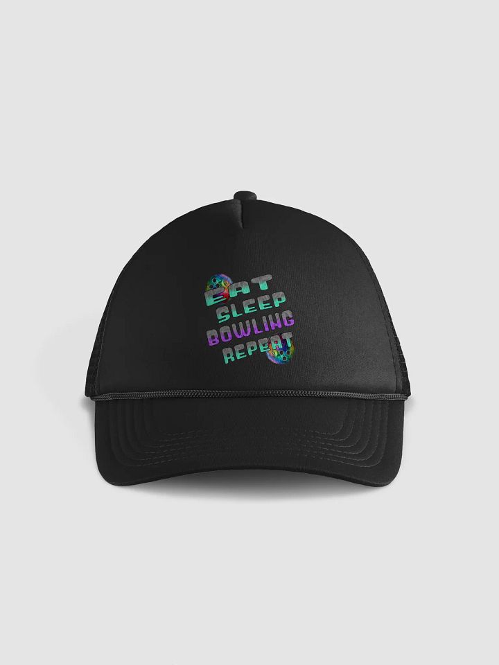 Eat Sleep Bowling Repeat Angle Strike Style Foam Trucker Hat product image (1)