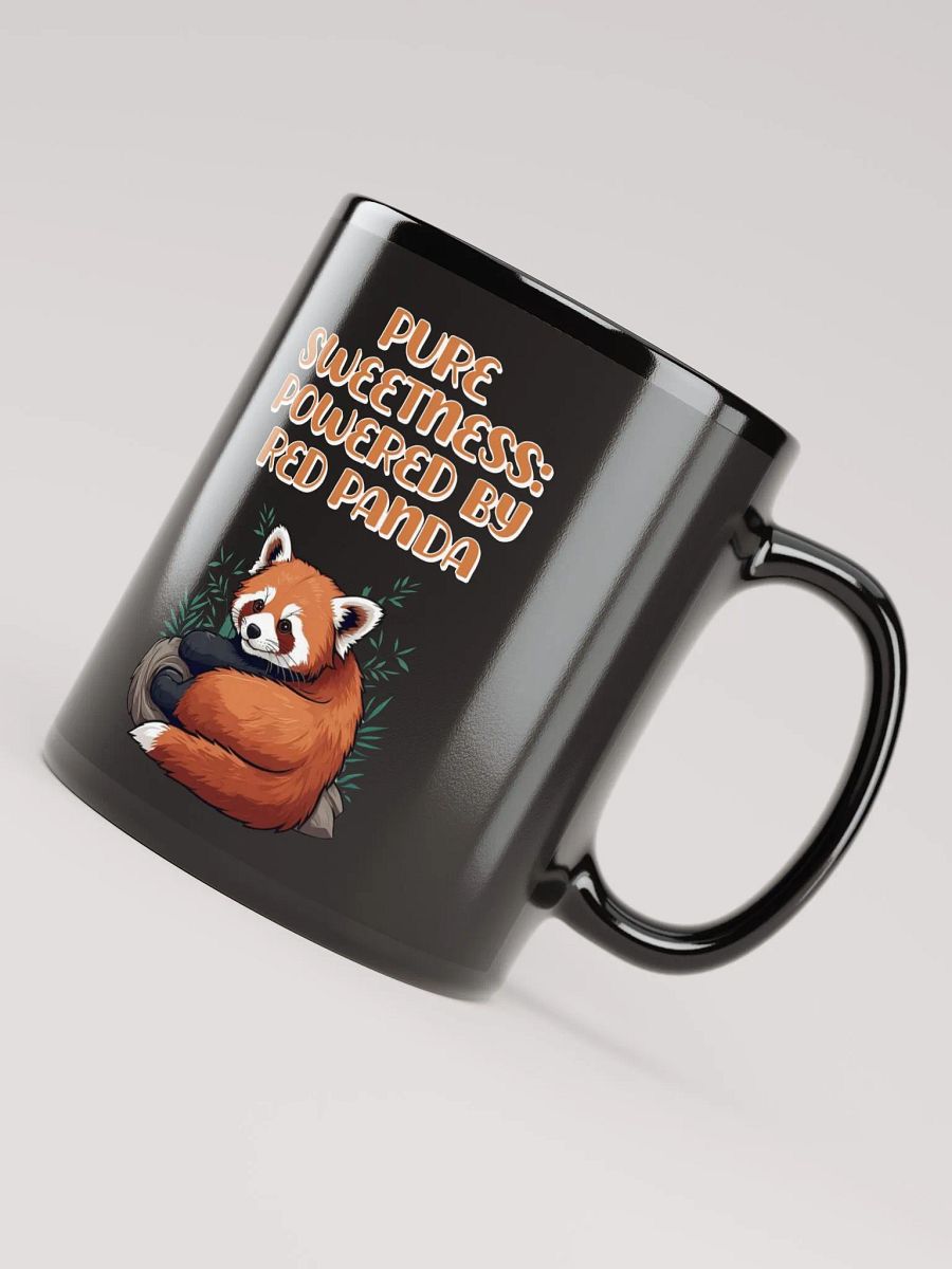 Pure Sweetness: Powered By Red Panda - Cute Animal Design Black Mug product image (8)