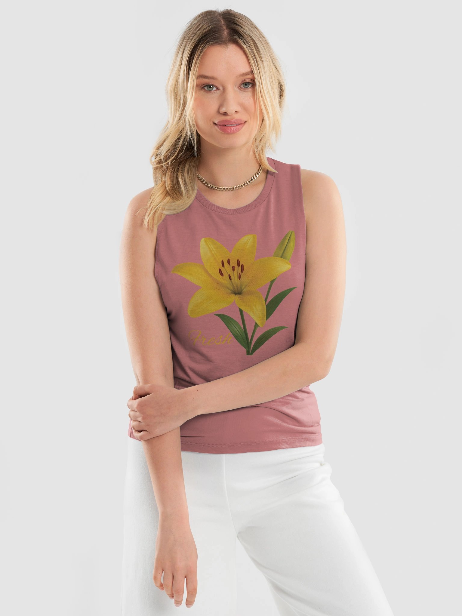 Fresh Yellow Lily Flower – Botanical Floral Muscle Tank product image (9)