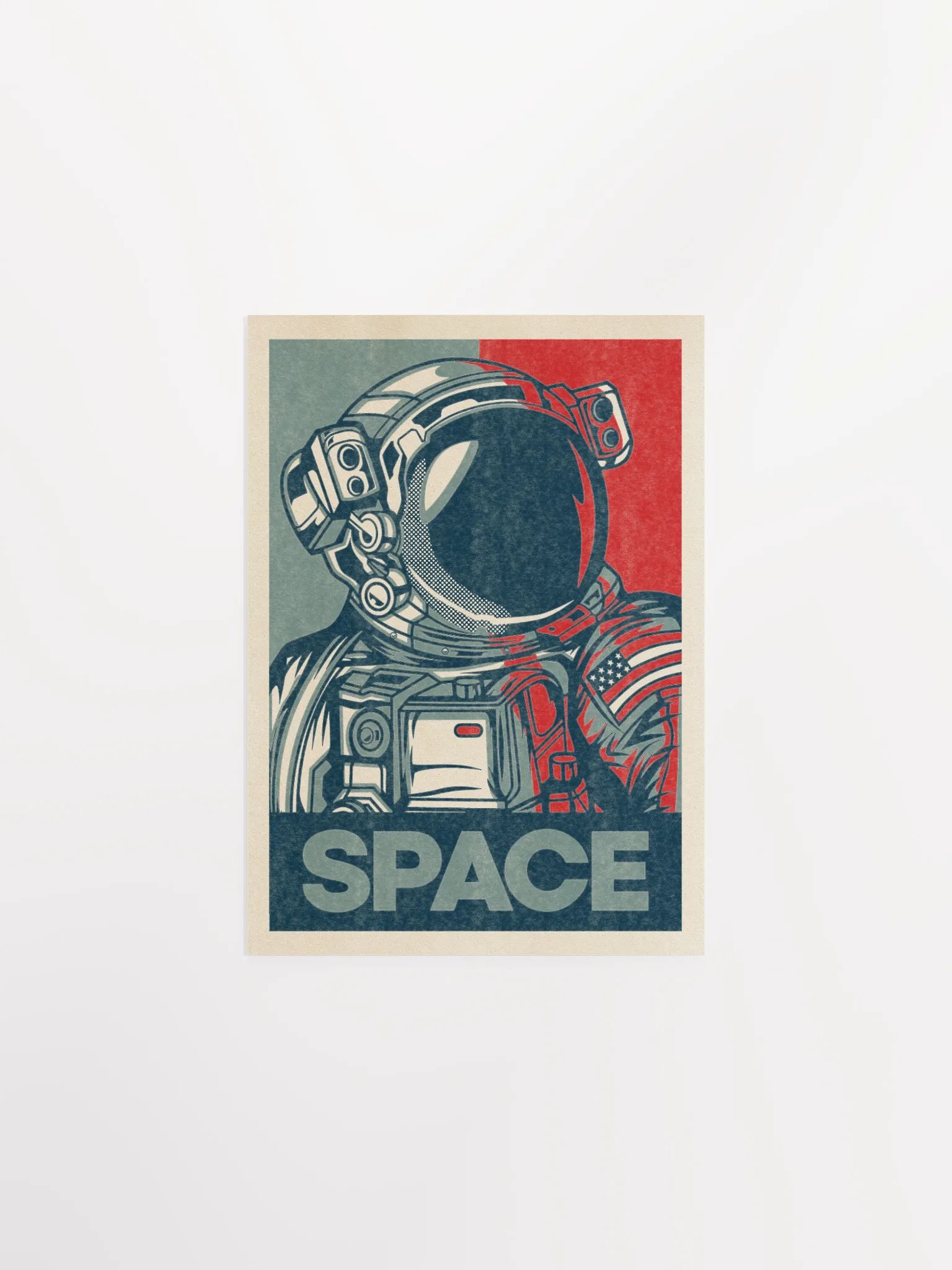 Space (Hope/Obama style, Shepard Fairey style) — Vintage space poster, retro space art, propaganda poster, retrofuturism art, retro sci-fi print product image (6)