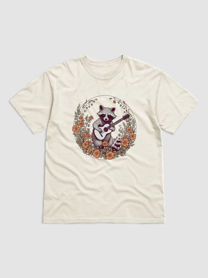 Vintage-Style Raccoon with a Guitar in a Field of Wildflowers and Daisies T-Shirt | Cottagecore & Goblincore Shirt Design product image (11)