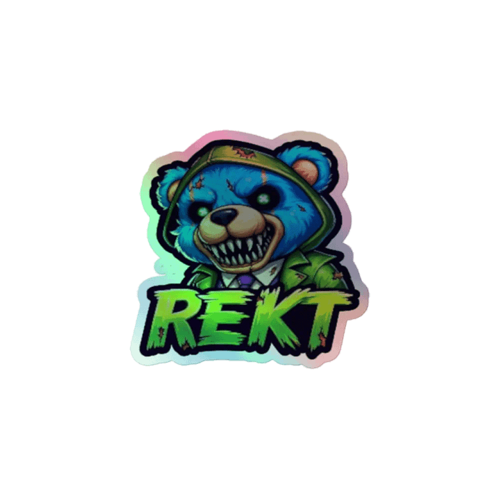 Aggressive Blue Bear REKT Holographic Sticker Sheet product image (1)