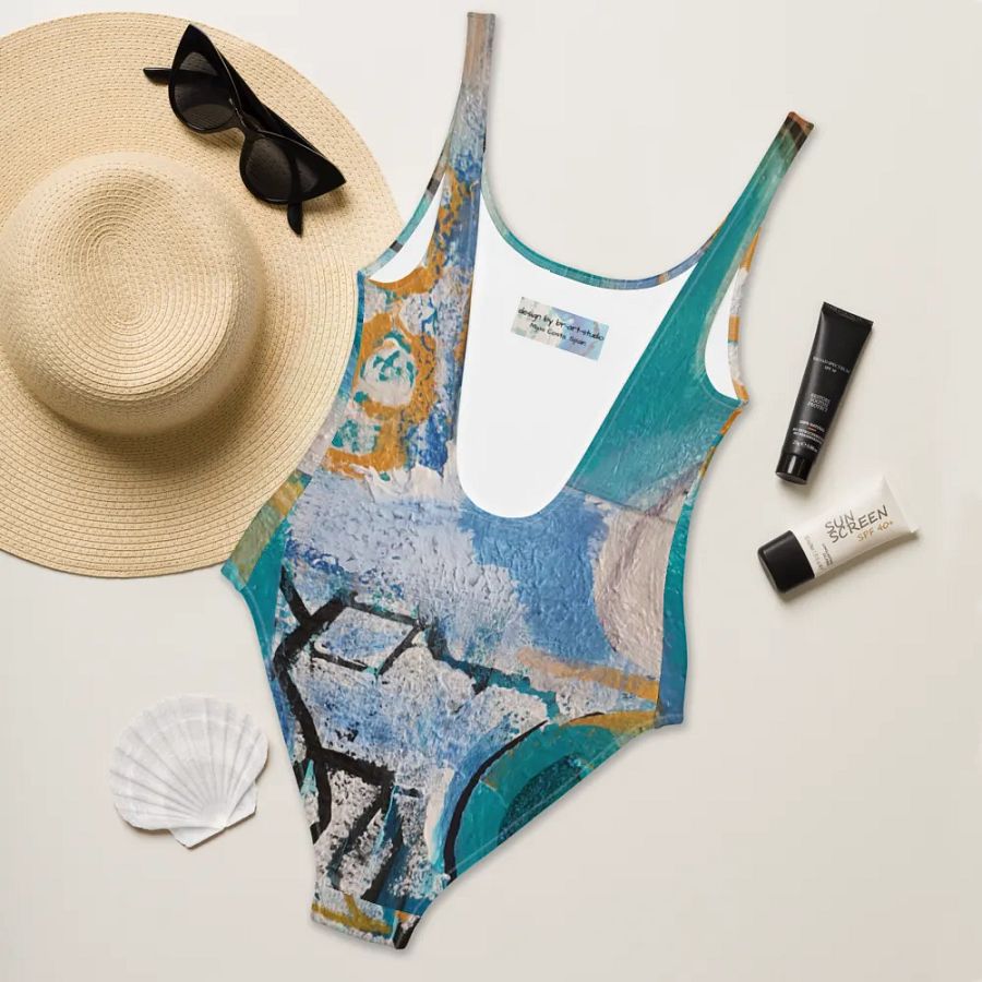 original painting by b.reters print on swimsuit, beautiful blue colours product image (8)
