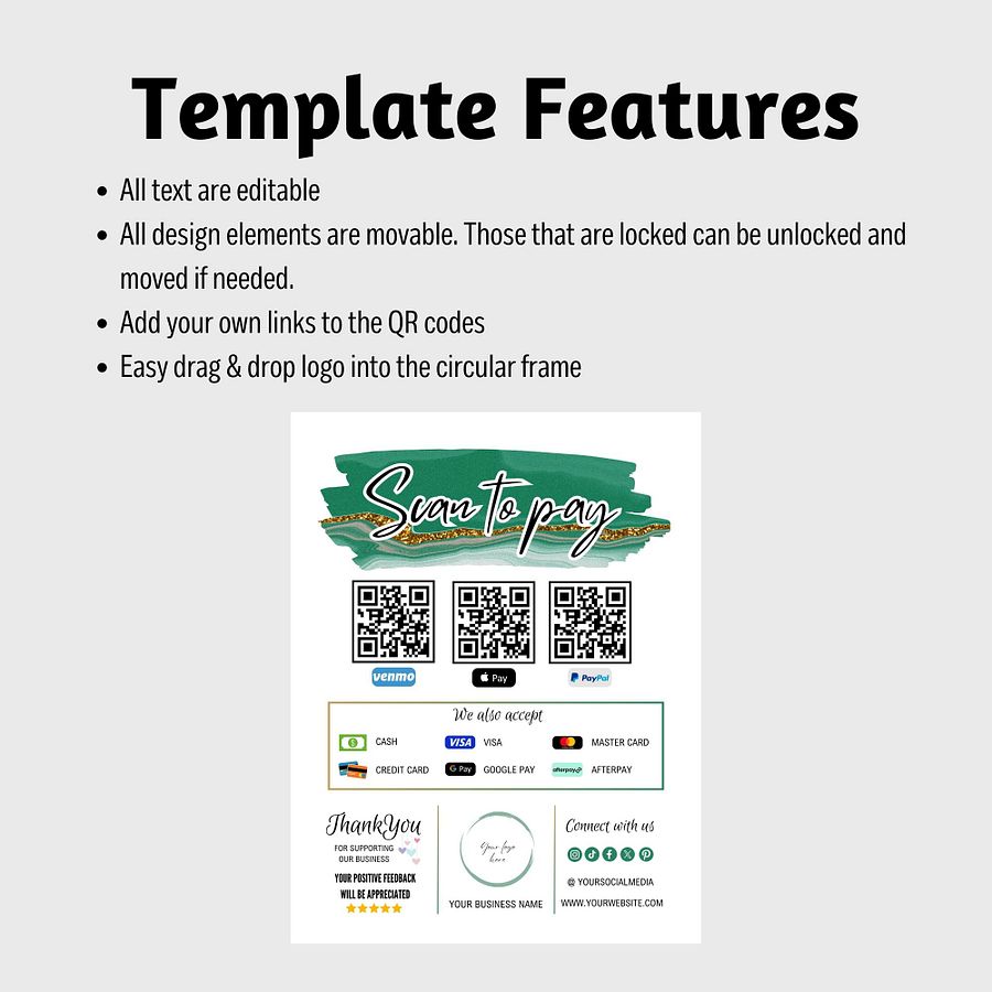 Esmeralda - Scan To Pay QR Code Sign Template product image (5)