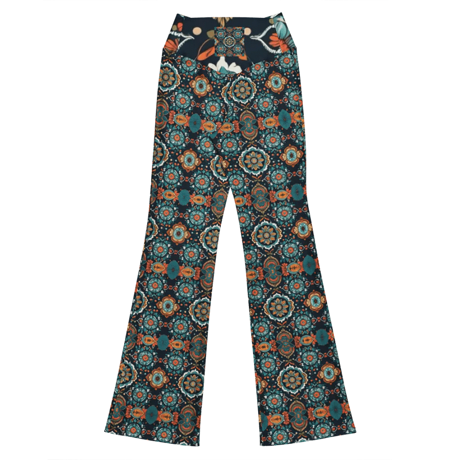 Symmetry Chic: All-Over Printed Flare Leggings product image (9)