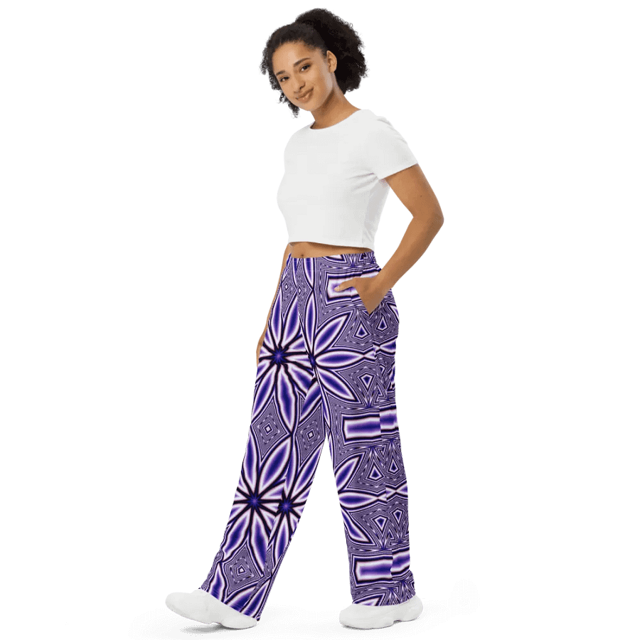 Blue Flower Kaleidoscope Wideleg Pants product image (4)