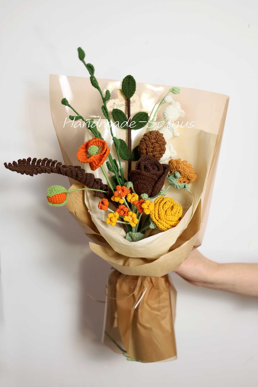 Brown Orange Autumn Charm Crochet Knit Bouquet product image (4)