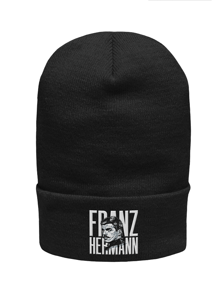 Franz Hermann Max Verstappen Meme Cuffed Beanie - F1 Nürburgring Legend Black & White Art product image (1)