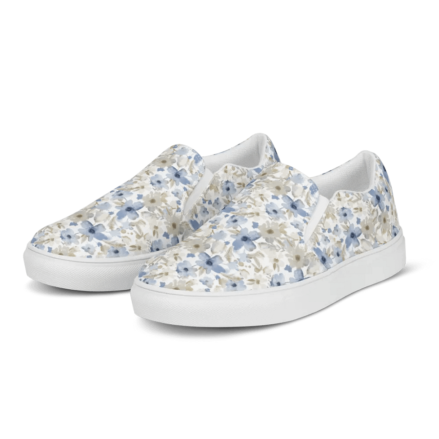 Blue Grey Flowers Canvas Shoes product image (3)