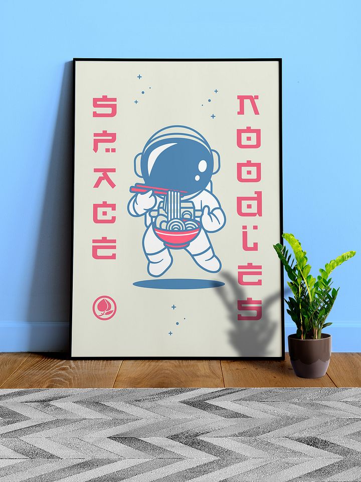 Anime poster: Space noodles — vaporwave poster, space poster, manga art print, Japanese space wall art, Japan poster, 80s print product image (1)