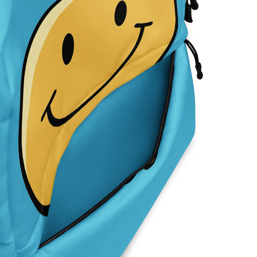 Blue backpack with a happy face product image (5)