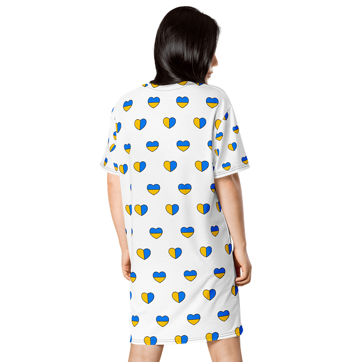 TDS Women's Oversized Heart-Print T-Shirt Dress - Blue & Yellow product image (2)