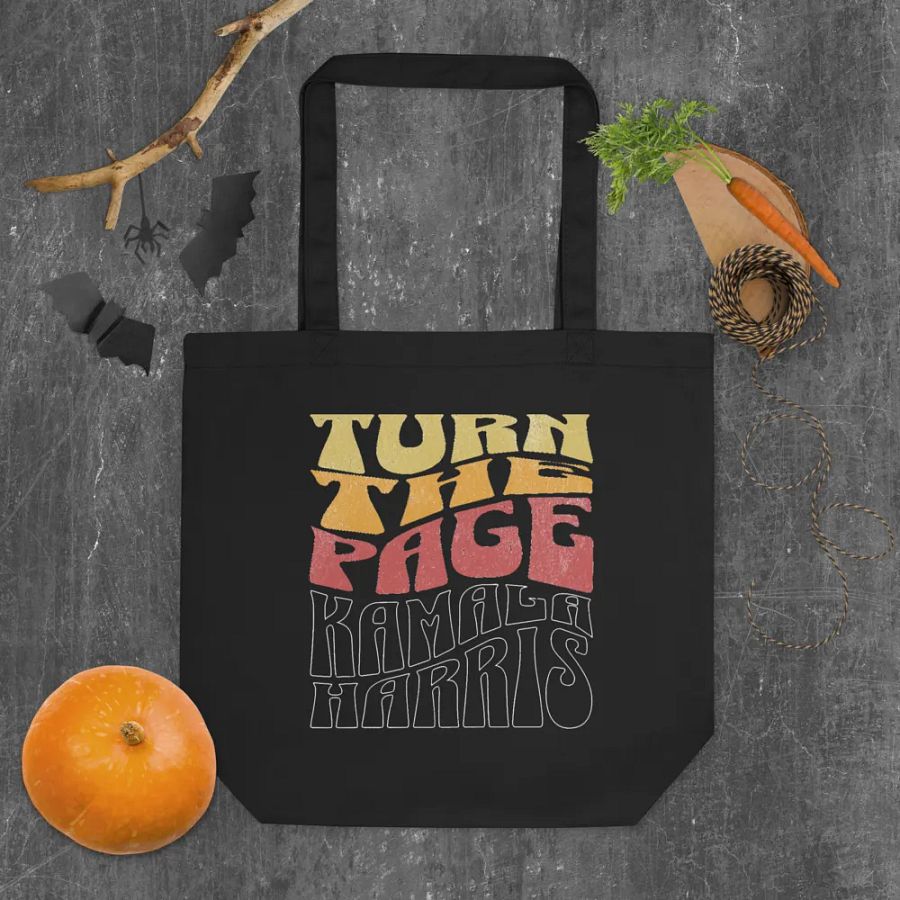 Turn The Page Kamala Harris Retro Groovy Design, Inspirational Message Tote Bag Vintage Style, product image (4)