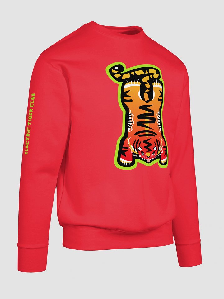 Red Electric Tiger with Lime Lightning Bolts - Cotton Sweatshirt product image (2)