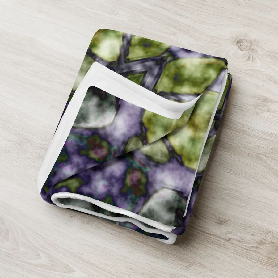 Bohemian 6 Pointed Madala Green and Purple/ Throw Blanket by Allcolor product image (9)