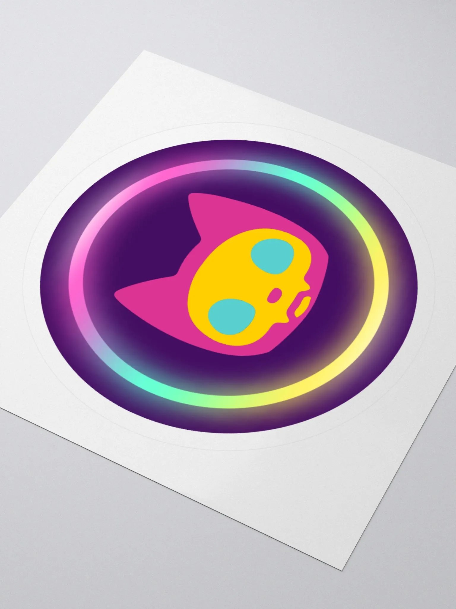 Taigi's Neon Cat Skull Sticker product image (3)