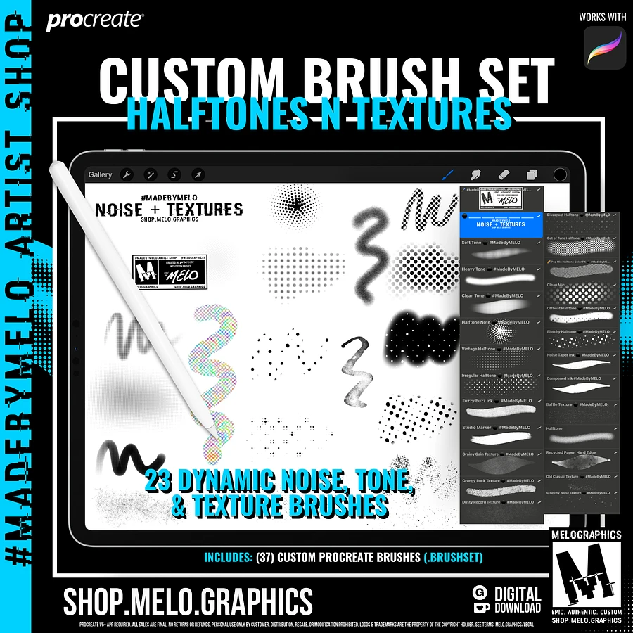 ⚫️ Halftones + Textures Procreate Brush Set | #MadeByMELO product image (6)