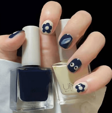 cutesy dark blue nail art product image (1)