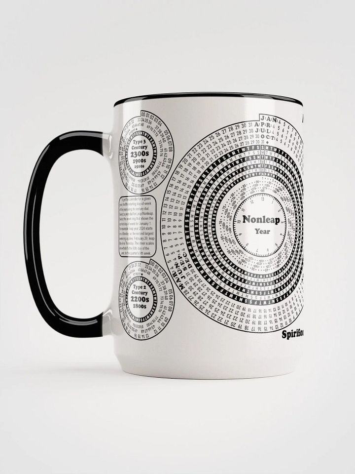 Spiriform Perpetual Calendar 15oz Ceramic Mug with Color Inside product image (2)