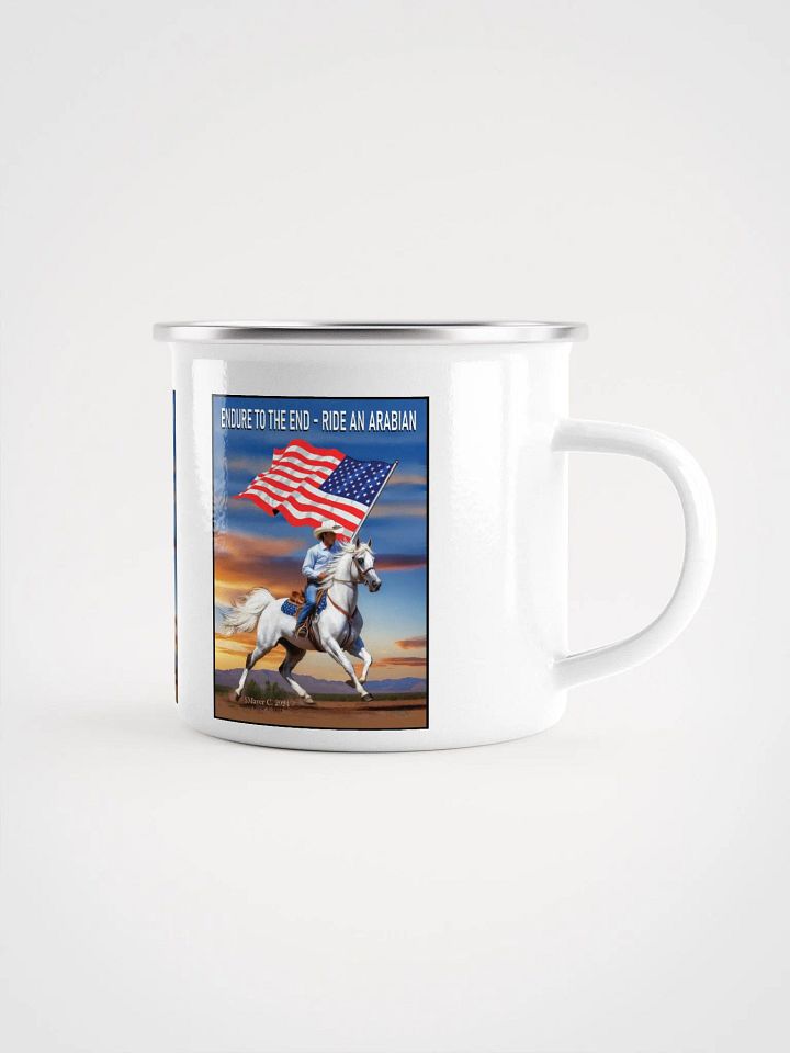 Galloping Patriot White Horse Enamel Mug product image (1)