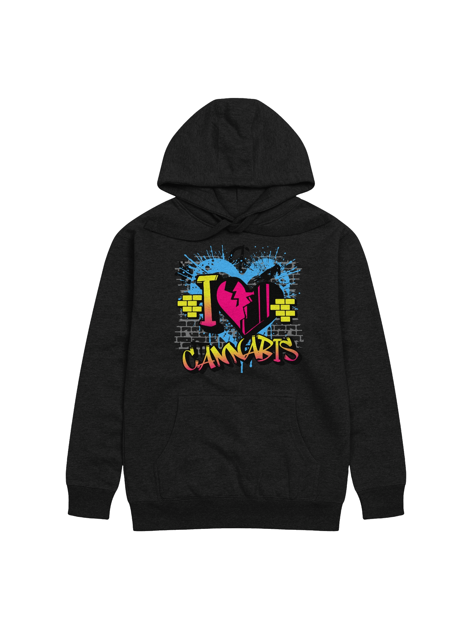 Graffiti "I ♥ Cannabis” Hoodie – Urban Street Art Weed Pullover | Premium Unisex Fit product image (4)