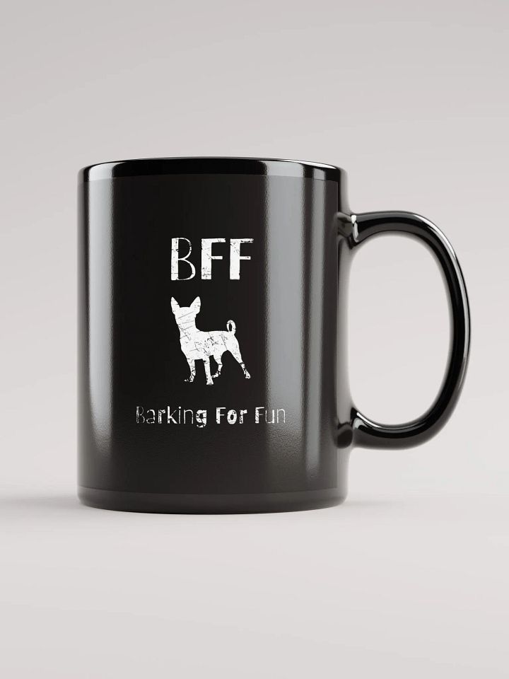 Chihuahua BFF Barking for fun, funny pun, cute joke, noisy dog, ambidextrous left-handed right-handed tea coffee mug product image (1)