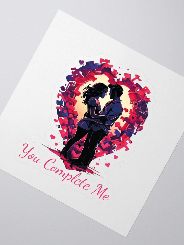 You Complete Me Kiss Cut Stickers - Colorful & Romantic Puzzle Heart Stickers for Couples, Valentine's Day, and Special Occasion product image (2)