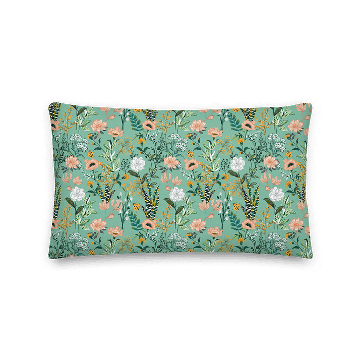 Green Garden Bloom Throw Pillow product image (2)