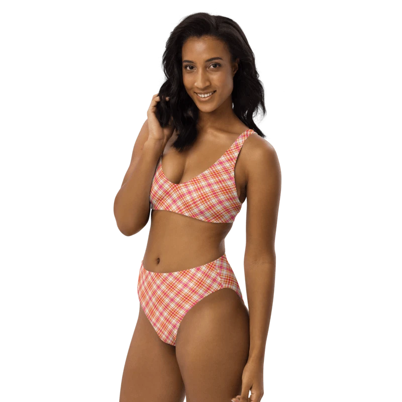 Orange and Hot Pink Plaid Bikini product image (3)