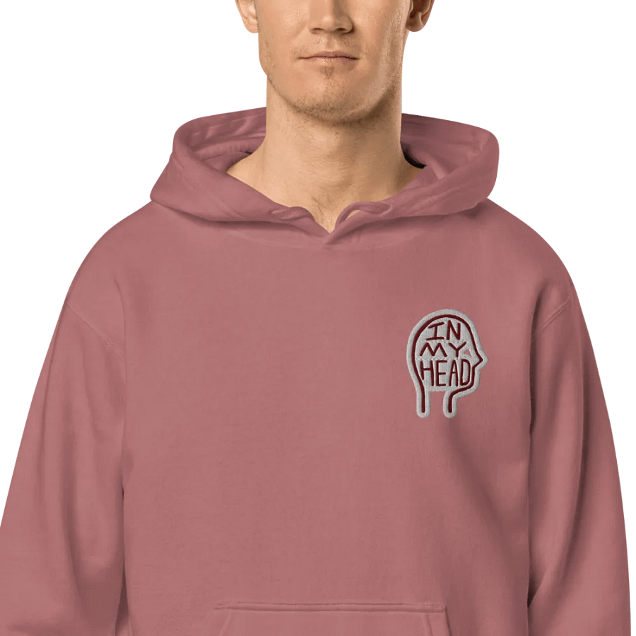 In My Head (L.C. maroon bubble design) embroidered pigment hoodie product image (1)