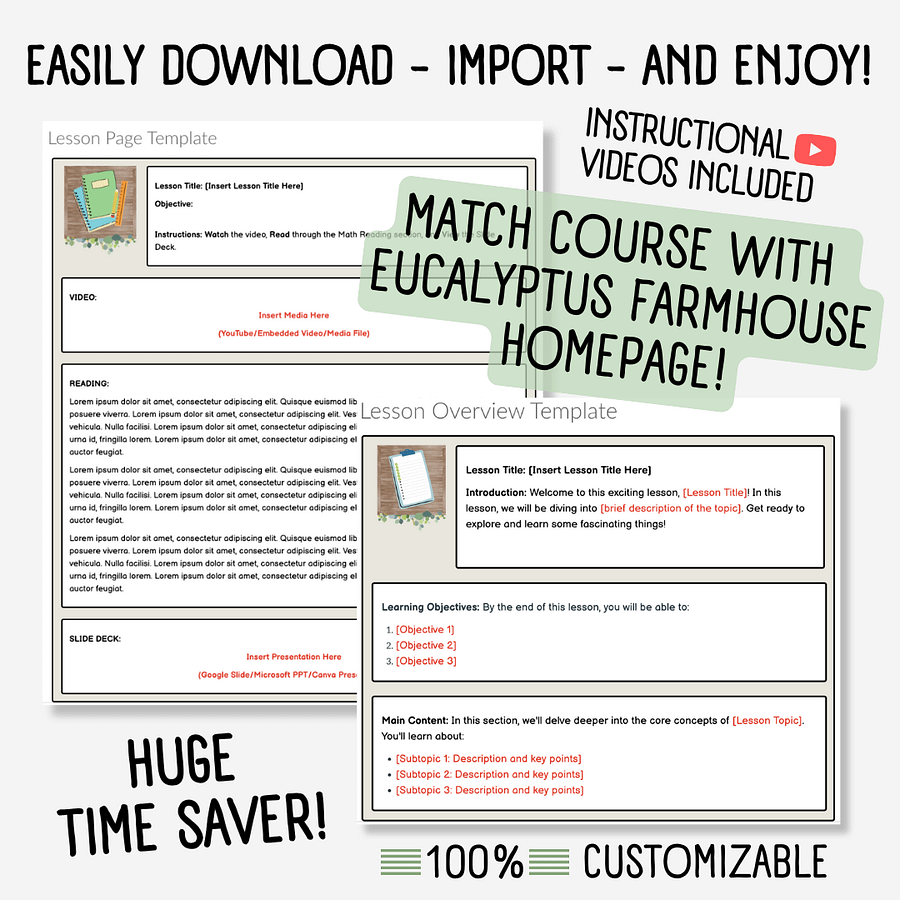 Canvas LMS Template - COURSE BUNDLE - Eucalyptus Farmhouse - 100% Customizable product image (9)