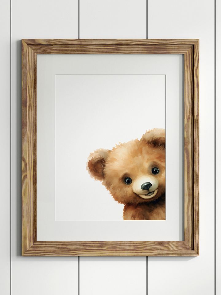 Woodland Shy Bear Peek a Boo Print 2 product image (1)